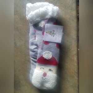 Sockopath Fuzzy Sherpa Lined Santa Cabin Slipper Socks New Tag Fits SIZE 4-10